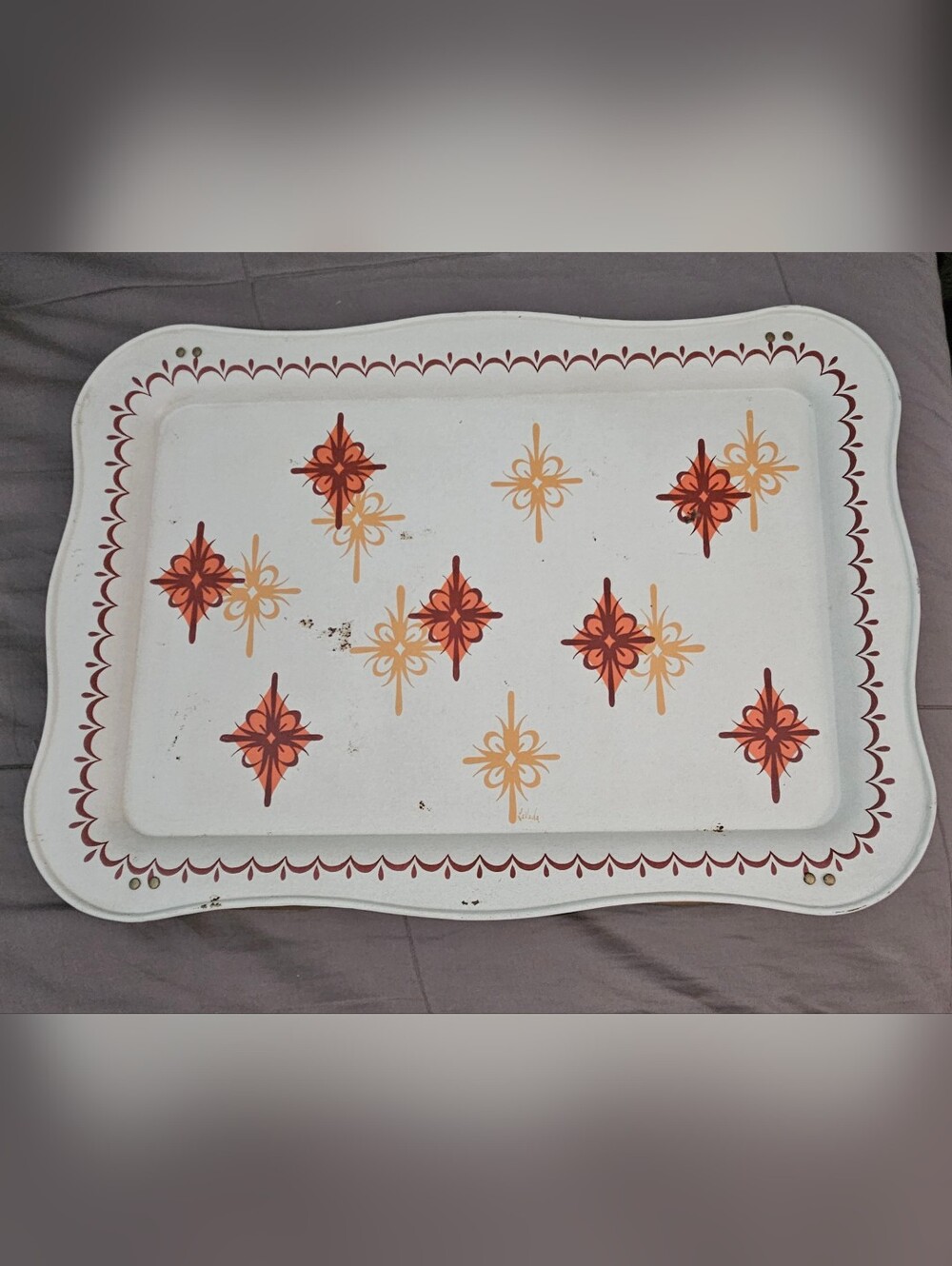 Floral Mustard and Orange TV Tray